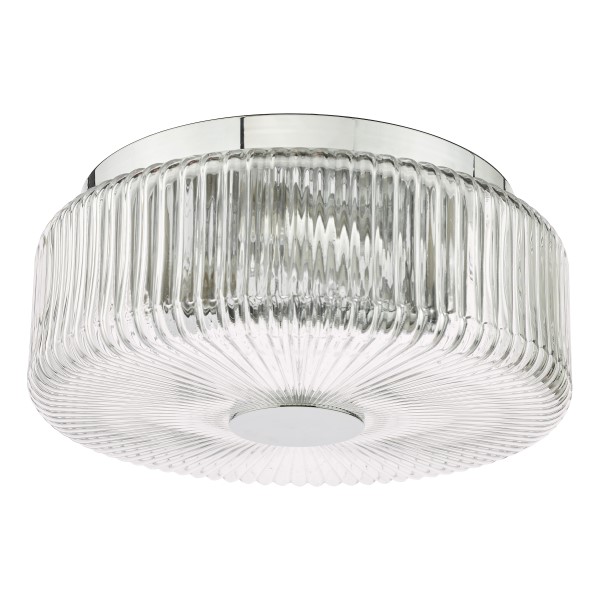 (image for) 3 Light Flush - Polished Chrome and Ribbed Glass IP44