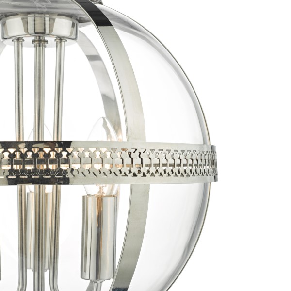 (image for) 3 Light Pendant - Polished Nickel & Glass