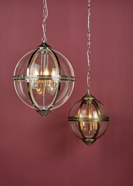 (image for) 3 Light Pendant - Antique Brass And Clear