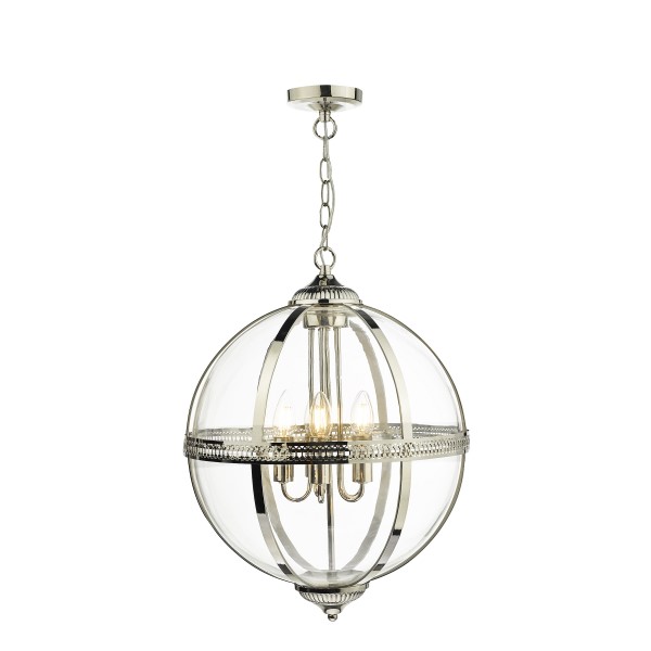 (image for) 5 Light Pendant - Polished Nickel And Clear