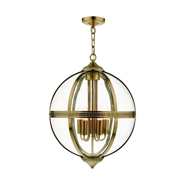 (image for) 5 Light Lantern - Antique Brass Glass