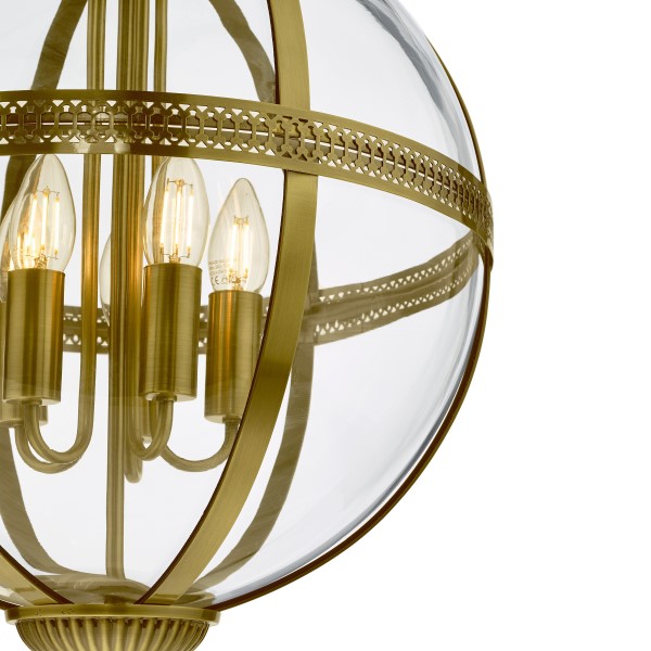 (image for) 5 Light Lantern - Antique Brass Glass