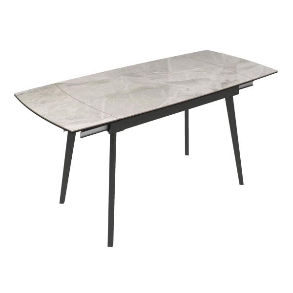(image for) Extending Dining Table 1200-1800mm - Gloss Light Grey Sintered Stone