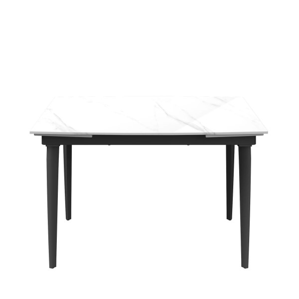 (image for) Extending Dining Table 1200-1800mm - Gloss White Marble Effect Sintered Stone