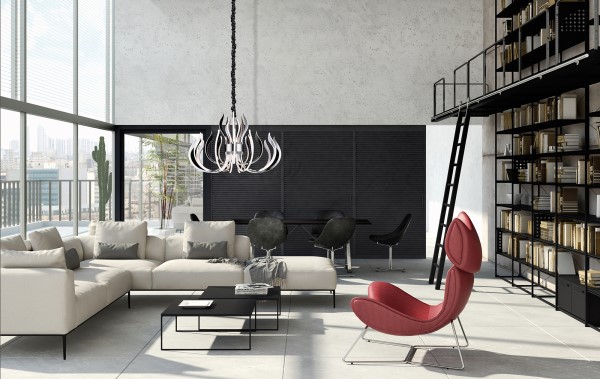 (image for) 103cm Ceiling LED Light, 3 Way Relay - Polished Chrome/White Acrylic