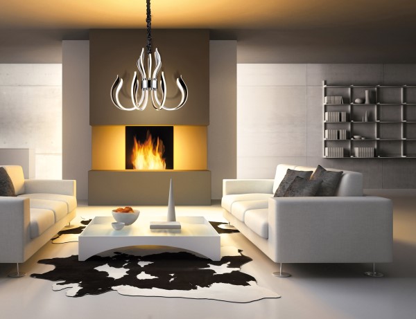 (image for) 85cm Ceiling LED Light, 3 Way Relay - Polished Chrome/White Acrylic