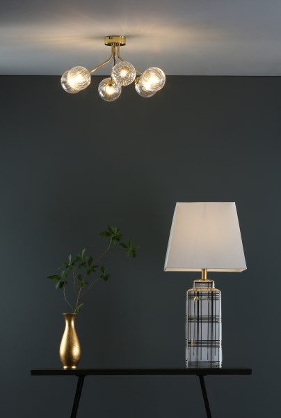 (image for) 6 Light Semi Flush - Gold & Glass