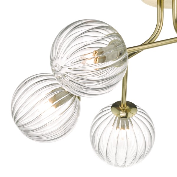 (image for) 6 Light Semi Flush - Gold & Glass